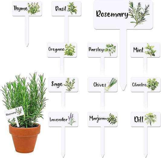 24 Acrylic Herb Signs With Plant Examples